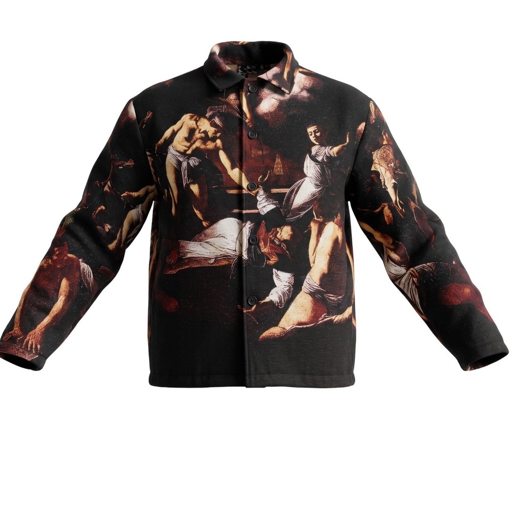 Rebel Vengeance Tapestry Jacket Renaissance Art Mens Large Black NWT Rhinestone